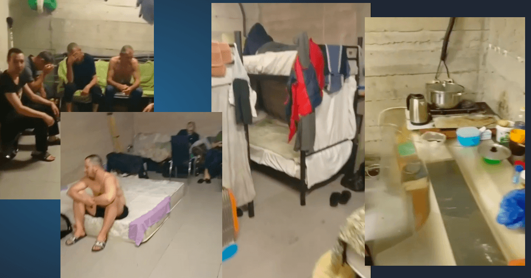 Условия в подвале КПП «Дариали» (источник: фрагменты видео Volunteers Tbilisi)